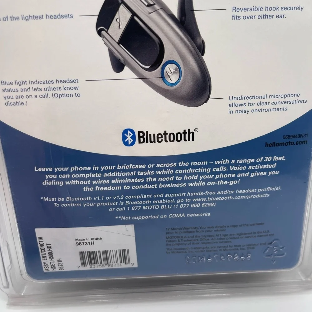 Motorola H500 Bluetooth Wireless Headset - Maroon Red (89243H) *FACTORY SEALED*🔥